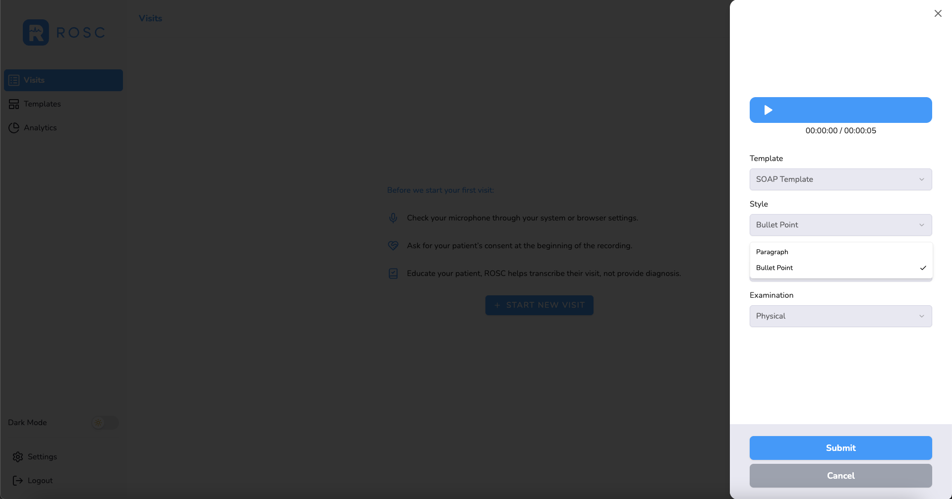 Select Style for Transcription